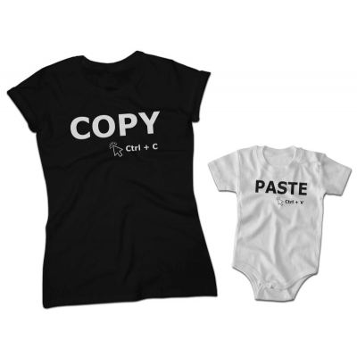 Zestaw koszulek rodzinnych dla mamy i syna Copy Ctrl + C Paste Ctrl + V